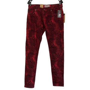 Traditional RB Denim Jeans Womens Size 9 Red Leopard Print New